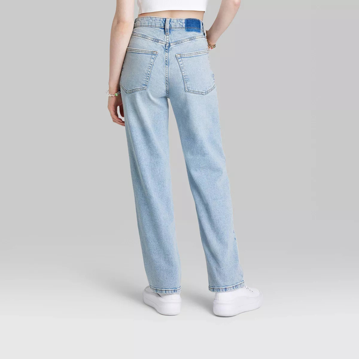 Women's Mid-Rise 90's Relaxed Slashed Straight Jeans - Wild Fable™ Light Wash | Target