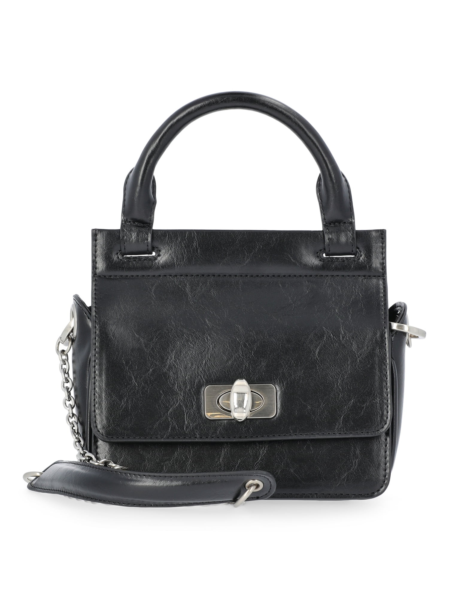 Scoop Women's Faux Leather Top Handle Mini Bag with Crossbody Strap, Black | Walmart (US)