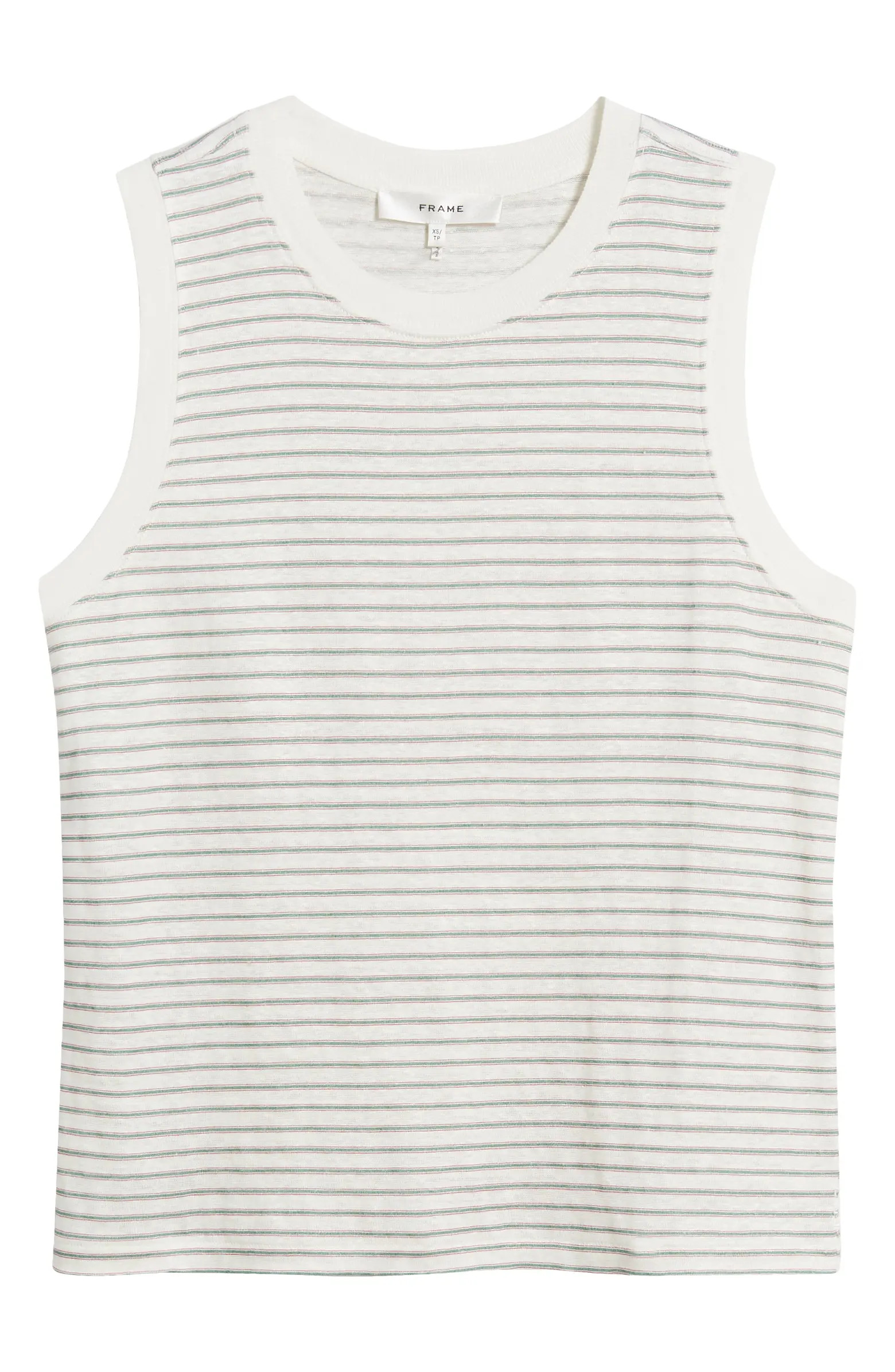 FRAME Stripe Organic Linen Muscle Tee | Nordstrom | Nordstrom