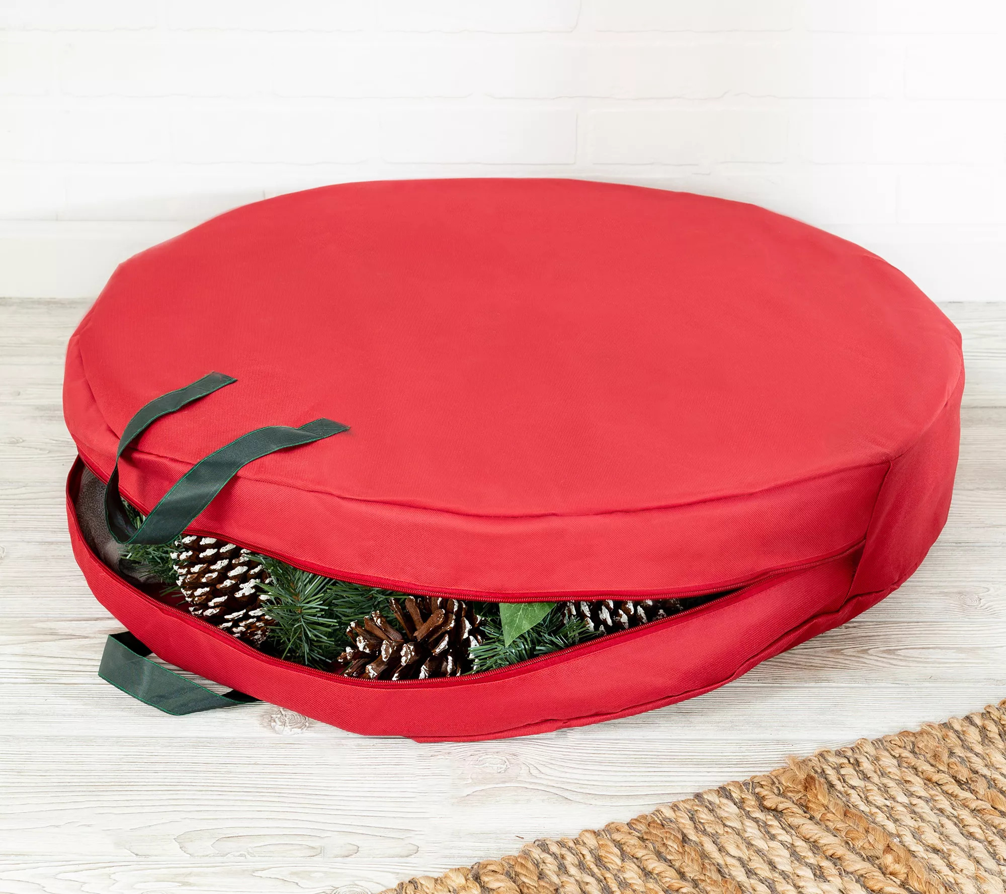 Honey-Can-Do 30" Canvas Wreath Storage, Red | QVC