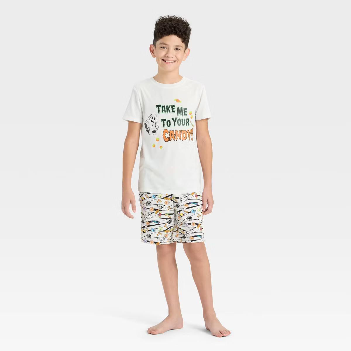 Boys' 2pc Halloween Mummy Short Sleeve Pajama Set - Cat & Jack™ Cream M | Target