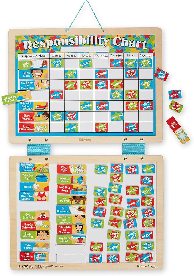 Melissa & Doug Magnetic Responsibility Chart and Kids Calendar - Wooden Chore Chart for Kids with... | Amazon (US)