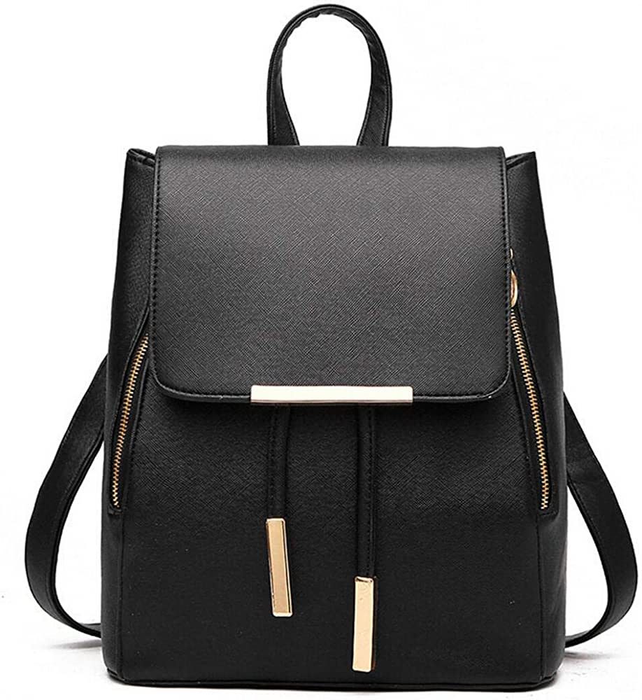 B&E LIFE Fashion Shoulder Bag Rucksack PU Leather Women Girls Ladies Backpack Travel bag (Black) | Amazon (US)