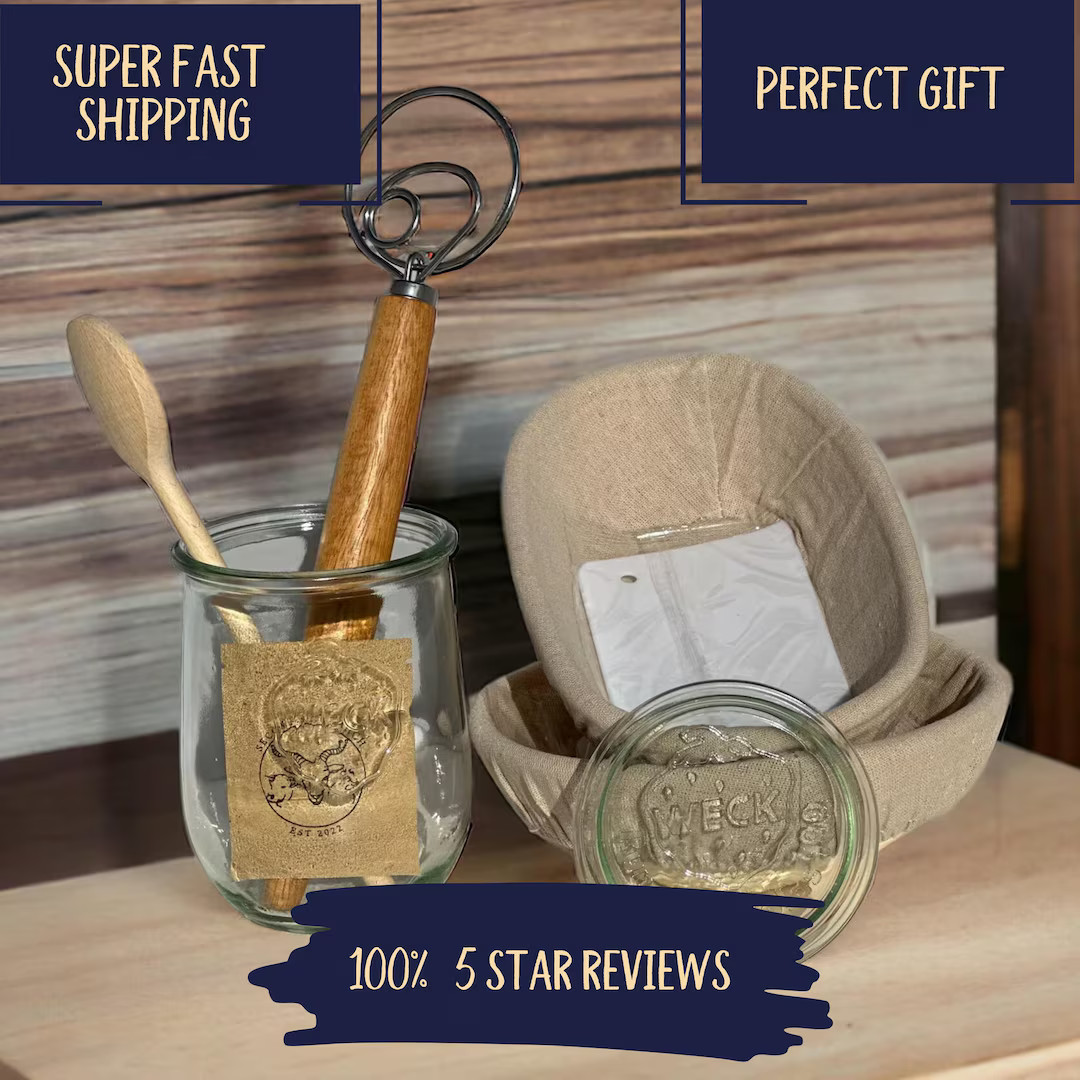 Sourdough Starter Kits With Weck Tulip Jar, San Francisco 150 Year Old Starter, Danish Whisk, Spu... | Etsy (US)