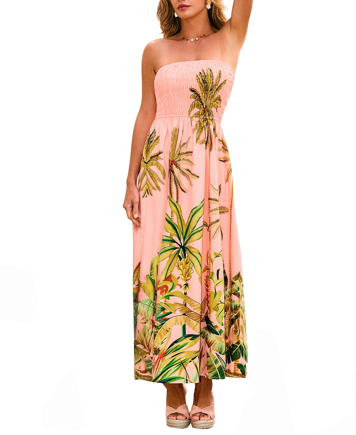 Cupshe Women's Ocean View Tropical Maxi Beach Dress - Pink | Macy's