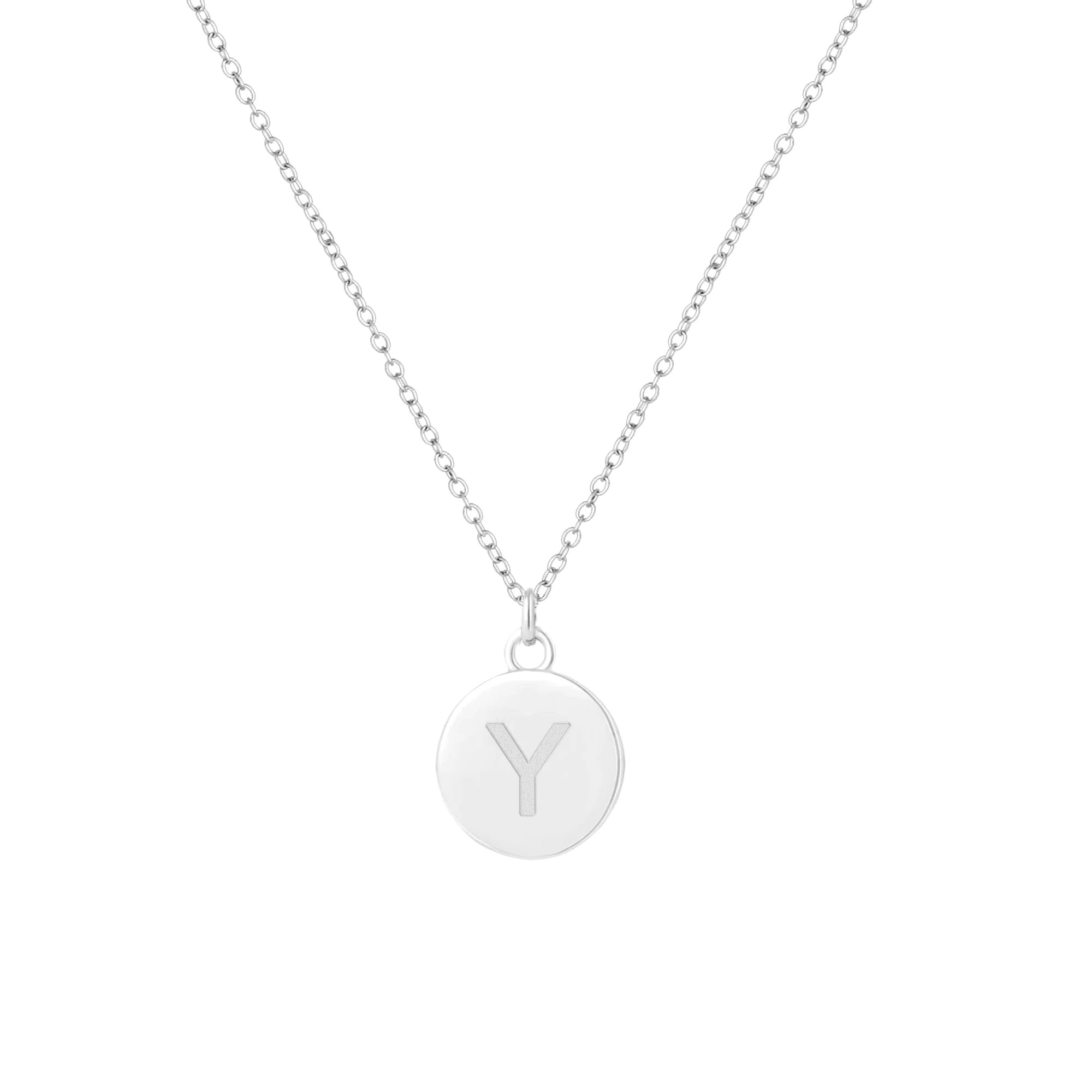 RHOD. OVER STERLING SILVER ROUND INITIAL PENDANT W/ CHAIN | Shop Simon