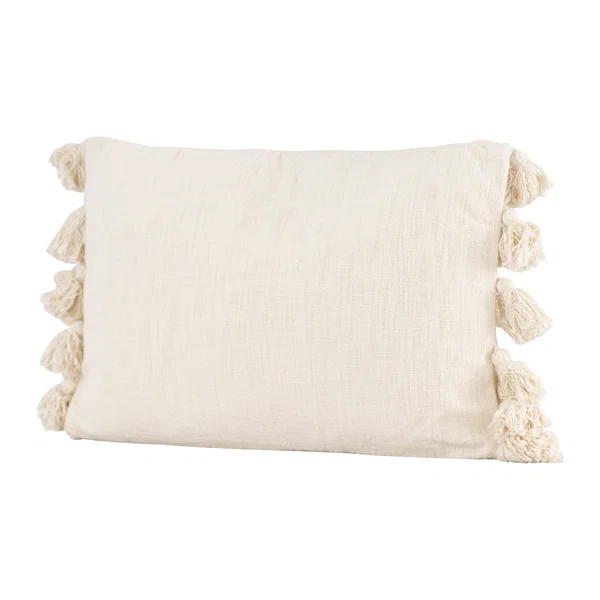 Jakob Woven Slub with Plush Tassels Cotton Pillow Cover & Insert | Wayfair North America
