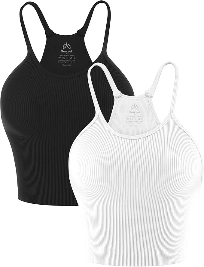 Sunzel Free to Be Tank, Crop Ribbed Tank Tops Seamless Racerback Camisoles No pad Camis Cropped W... | Amazon (US)