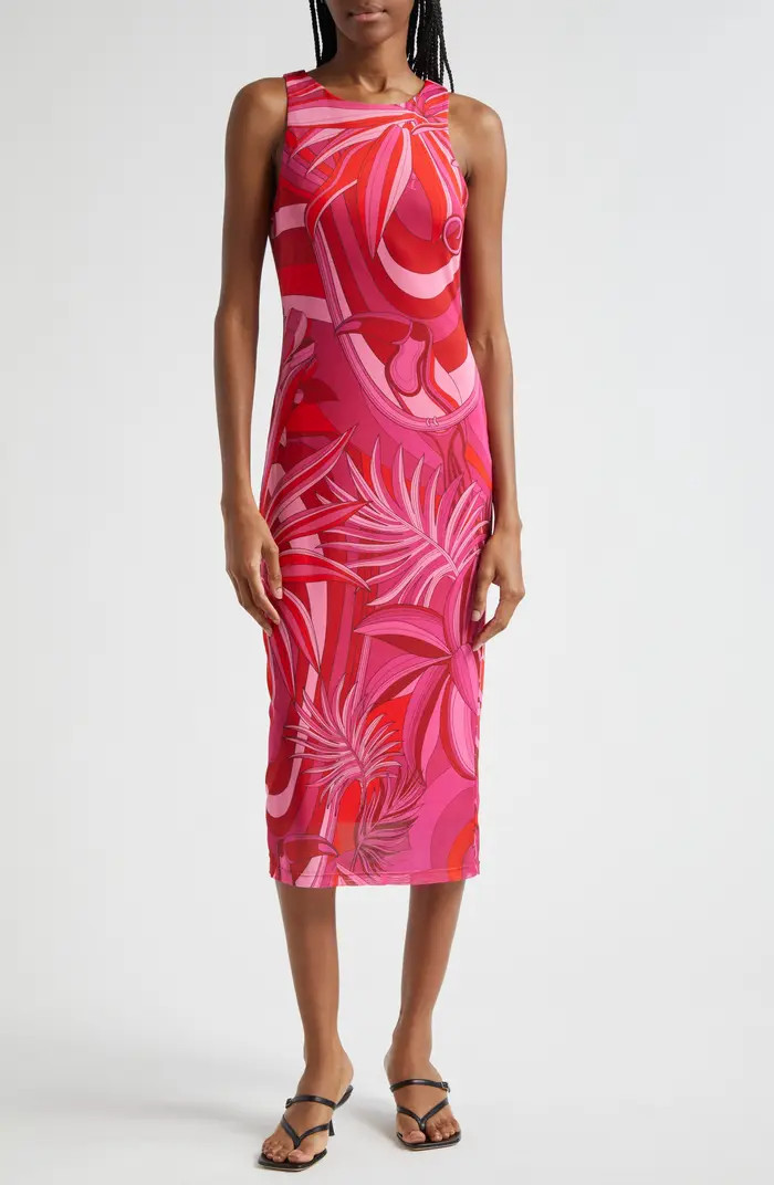 Endless Floral Stretch Tulle Midi Dress | Nordstrom
