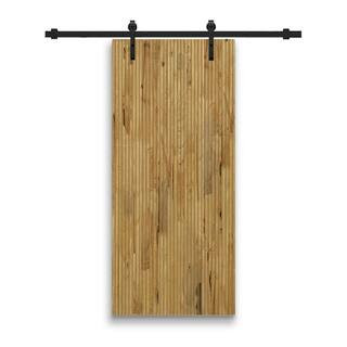 CALHOME Japanese 36 in. x 84 in. Pre Assemble Weather Oak Stained Wood Interior Sliding Barn Door... | The Home Depot