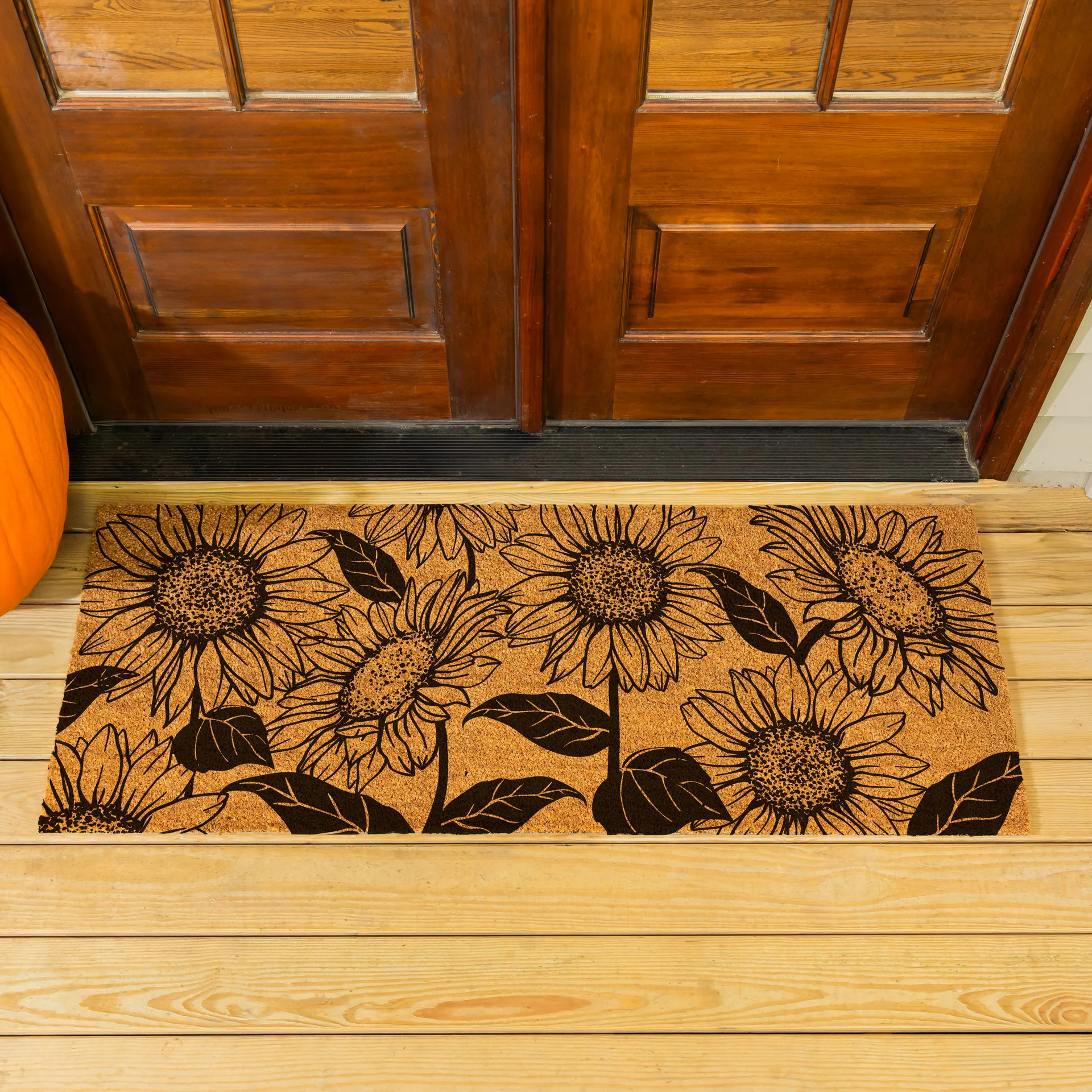Harvest Blossom Sunflower  Coir Mat,60"x24" | Plow & Hearth