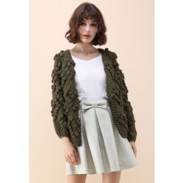 Knit Your Love Cardigan in Army Green | Chicwish