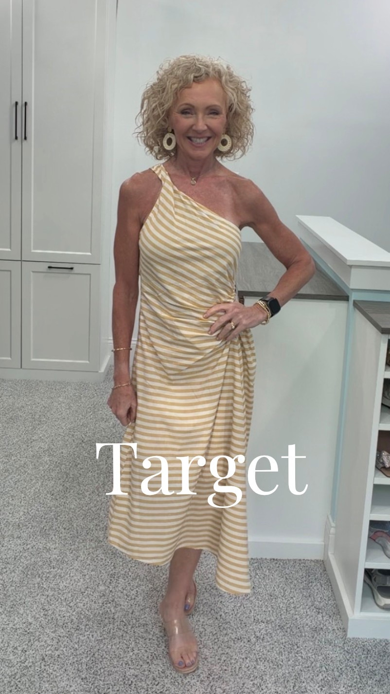 Sunshine in a dress! ☀️ With the one shoulder, side rouching, and yellow stripes, this dress is perfection! 💛⭐️Get it for your next vacation, garden wedding, or friends brunch!  I’m in a size 2. Link below.

#LTKootd #LTKTravel #LTKWedding