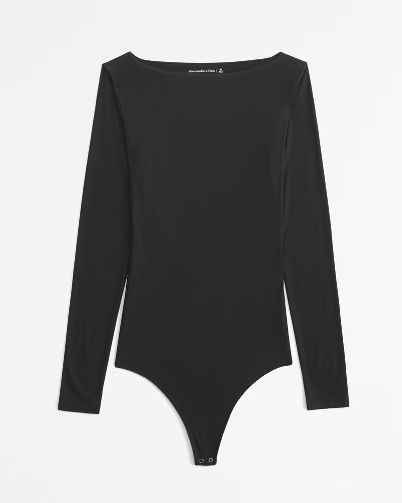 Soft Matte Seamless Long-Sleeve Open-Back Bodysuit | Abercrombie & Fitch (US)