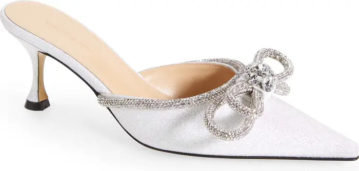 Mach & Mach Glitter Double Crystal Bow Pointed Toe Mule (Women) | Nordstrom | Nordstrom