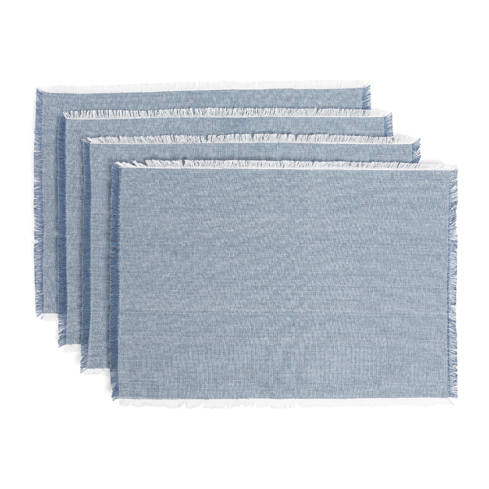 over&back Woven Frayed Chambray Placemats, Set of 4 | Wayfair North America