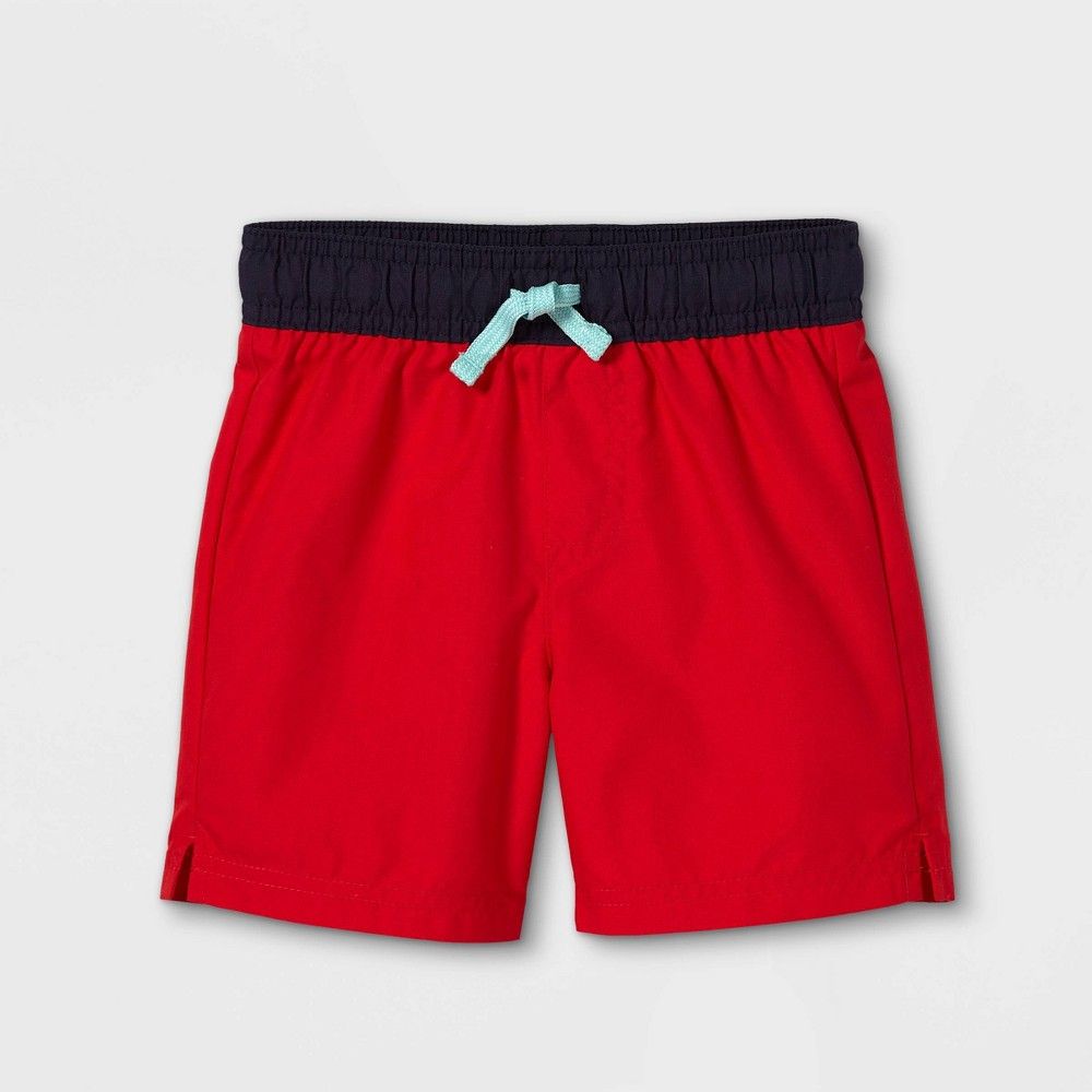 Toddler Boys' Solid Swim Trunks - Cat & Jack Red 2T | Target