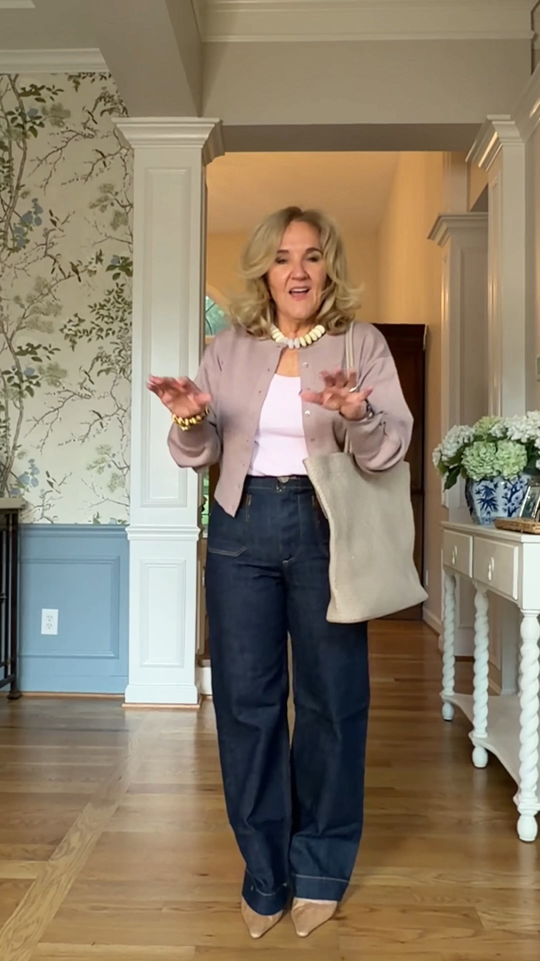 Size up in these jeans. I’m wearing a 29 regular and I had a hard time zipping them.
Sweater size medium
Great outfit for business casual early fall and at the 30% off prices these are fun to add to your closet
￼ The pre-fall sale at Anthropologie is live! 
I’m wearing my regular size in all. 
Sweater pants med petite 
Cardigan medium 
Track pants medium  
Striped cardigan medium it’s quite fitted
Striped mock neck med but I’d recommend sizing up 
Colette jeans 29 reg but recommend sizing up  
Paige anessa jeans 31 reg 
Blue dress med petite I could do the med also and it’d be full length. 
Striped boatneck tee medium and it’s tunic length

#LTKOver40 #LTKSaleAlert #LTKSeasonal

#LTKootd #LTKWorkwear