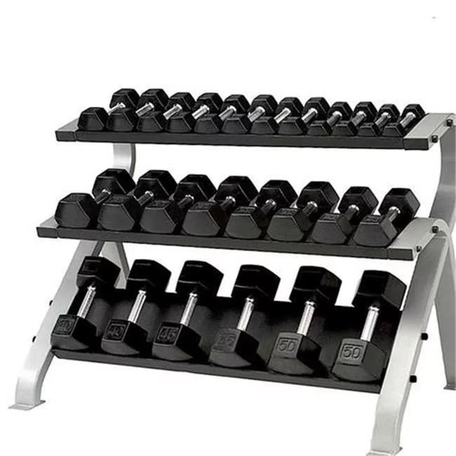Element Fitness E-3821 3-Tier Commercial Hex Dumbbell Rack - Black & Silver | Walmart (US)