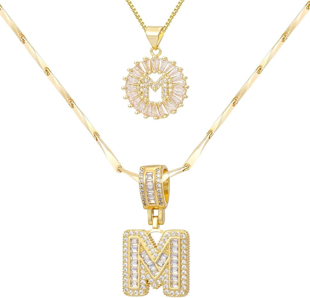 Gold/Silver Letter Necklace for Women,14K Gold Plated Initial Necklaces,Personalized Custom Name ... | Amazon (US)