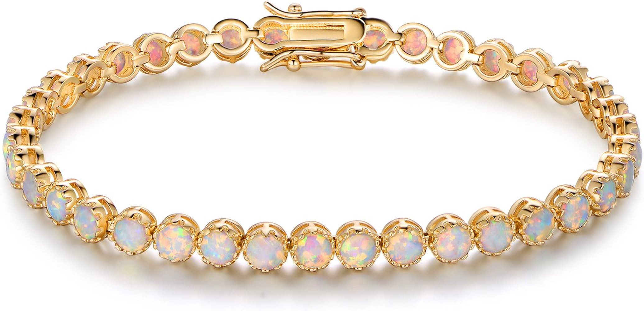 Barzel 18K Gold Plated Crown Created Opal Bracelet Tennis | Amazon (US)