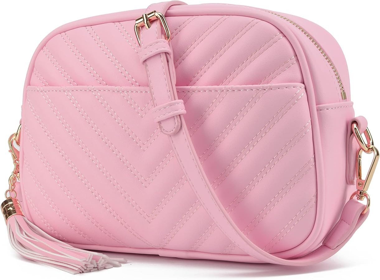lola mae Quilted Crossbody Bag, Medium Lightweight Shoulder Purse Top Zipper Tassel Accent | Amazon (US)