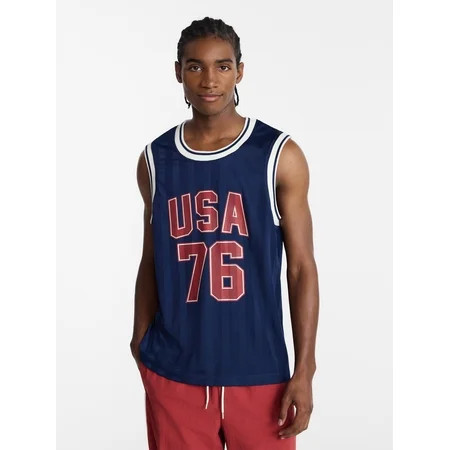 No Boundaries USA Vertical Stripe Mesh Tank Top, Men's XS-4XLT | Walmart (US)