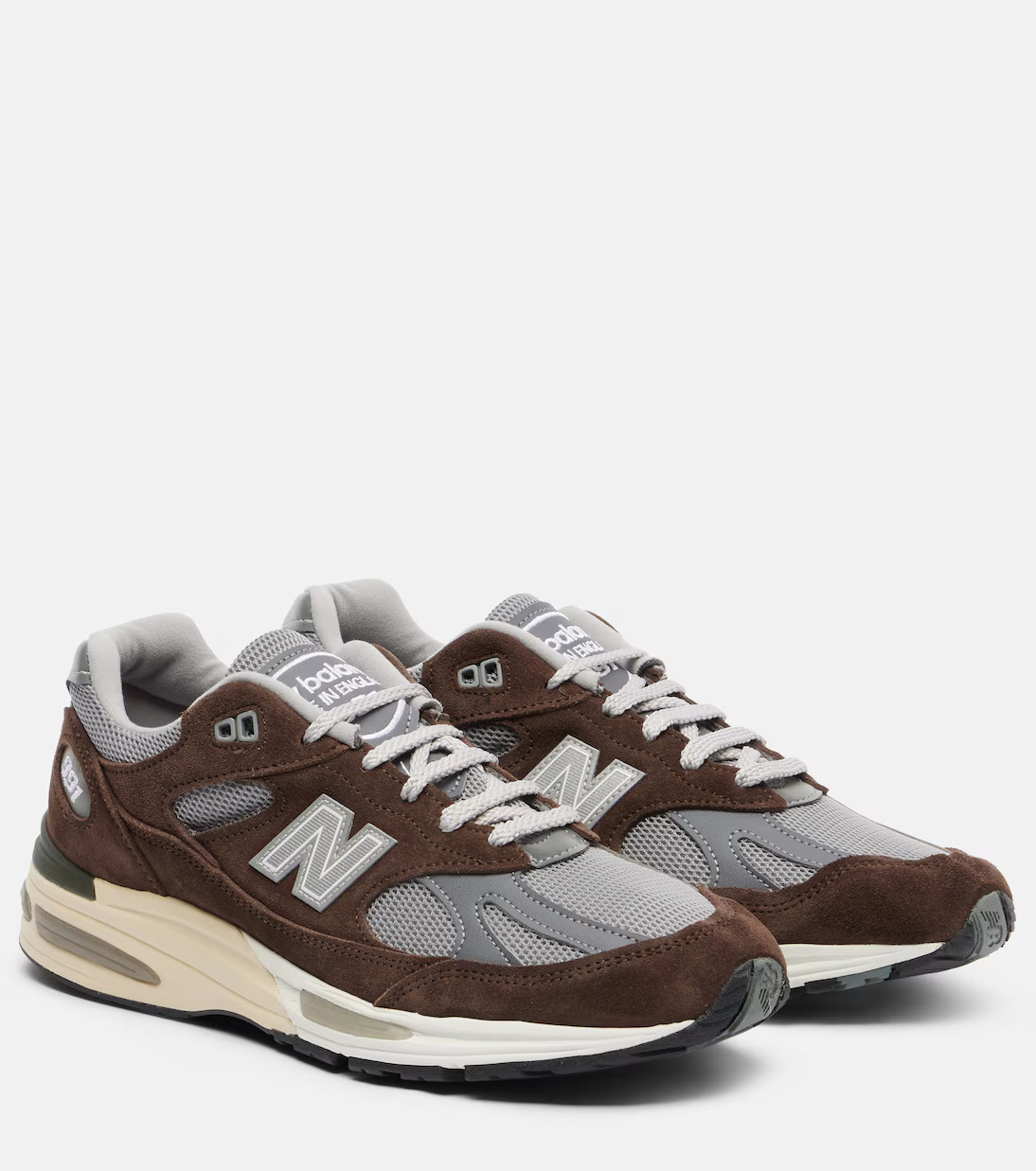 Made In UK 991v2 suede-trimmed sneakers | Mytheresa (UK)