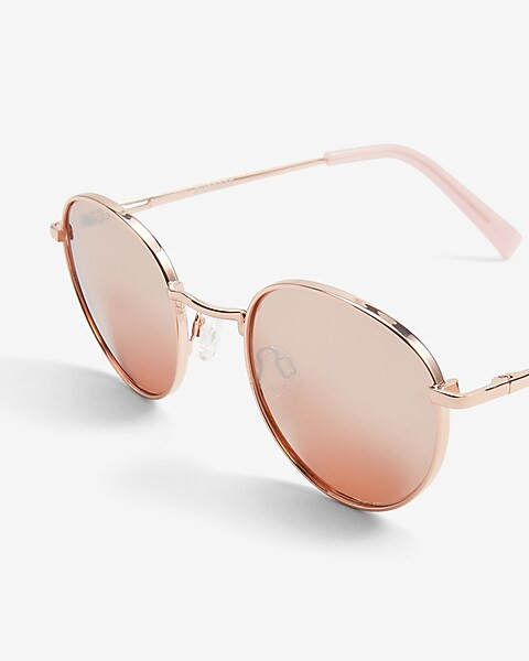 Rose Gold Round Sunglasses | Express