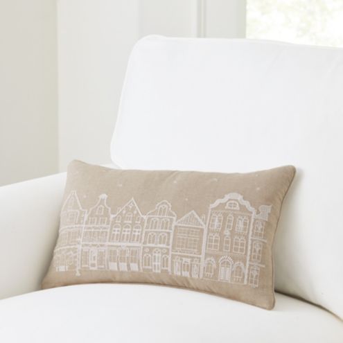 Gingerbread Lane Embroidered Cotton Holiday Throw Pillow Cover with Insert | Ballard Designs, Inc.