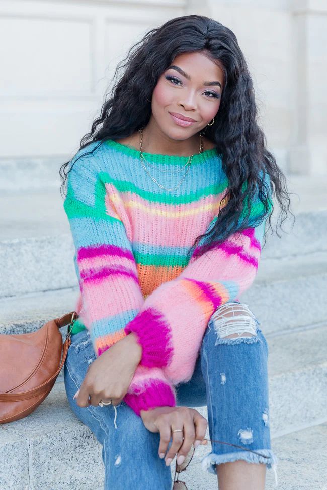 Since That Day Multi Striped Sweater | Pink Lily