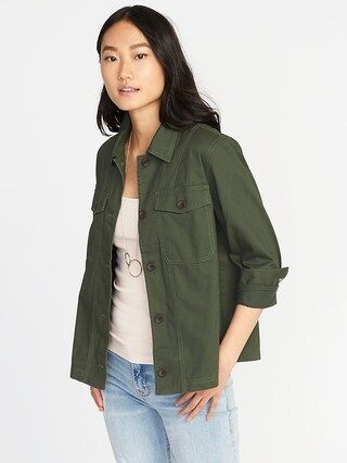 Old Navy Womens Twill Utility Swing Jacket For Women Moss Landing Size L | Old Navy US