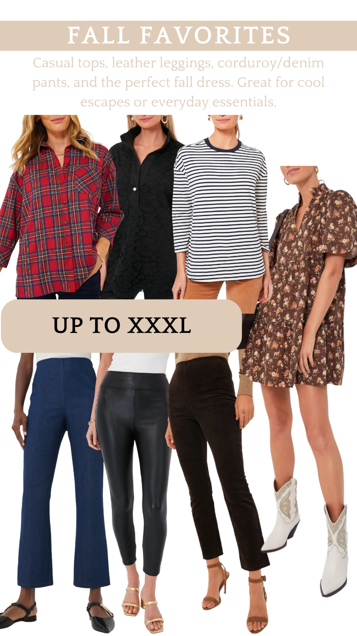 Fall favorites for Tuckernuck available in plus sizes up to XXXL. Some of my favorite fall essentials!

Denim pants, corduroy cropped pants, leather leggings, plaid shirt, striped long sleeve tee, brown floral mini dress, blouse, classic, preppy, mom style #plussize #extendedsize #tuckernuck #fallfashion 

#LTKSeasonal #LTKstyletip #LTKplussize