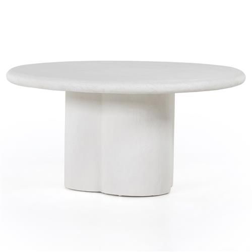 Tonni French Country White Concrete Round Dining Table - 60"W | Kathy Kuo Home