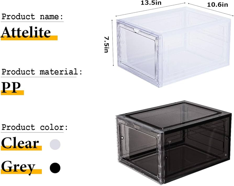 Attelite Clear Shoe Box,Set of 8,Stackable Plastic Shoe Box with Clear Door,As Shoe Storage Box a... | Amazon (US)