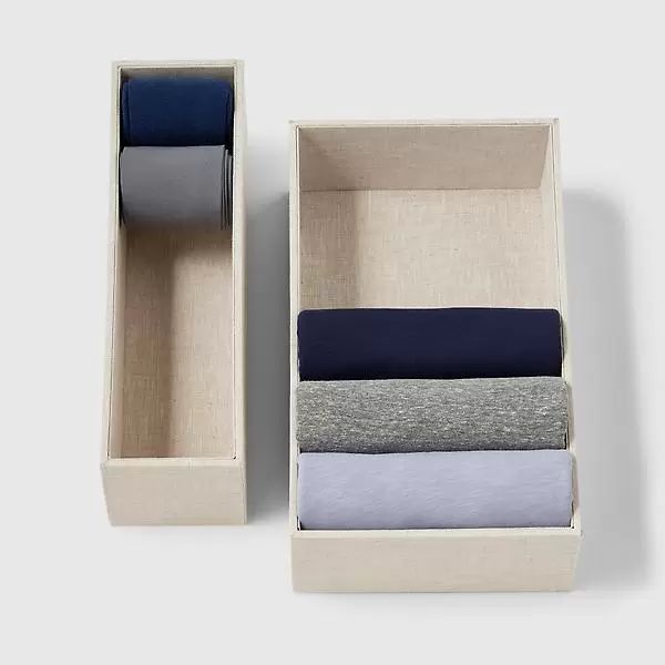 Marie Kondo Harmony Wide Hikidashi Drawer Organizer Natural Linen | The Container Store
