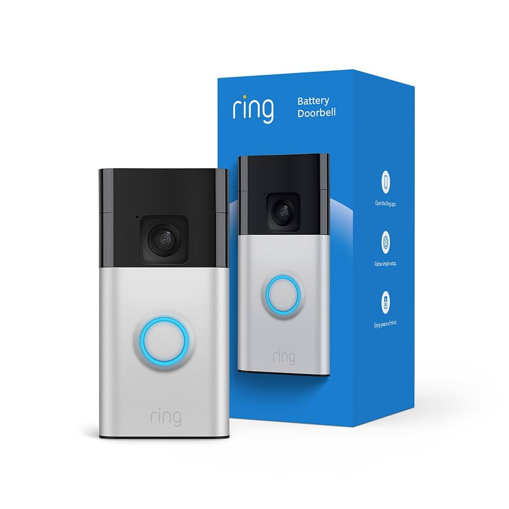 Ring Battery Doorbell | Home or business security with Head-to-Toe Video, Live View with Two-Way Talk, and Motion Detection & Alerts, Satin Nickel | Amazon (US)