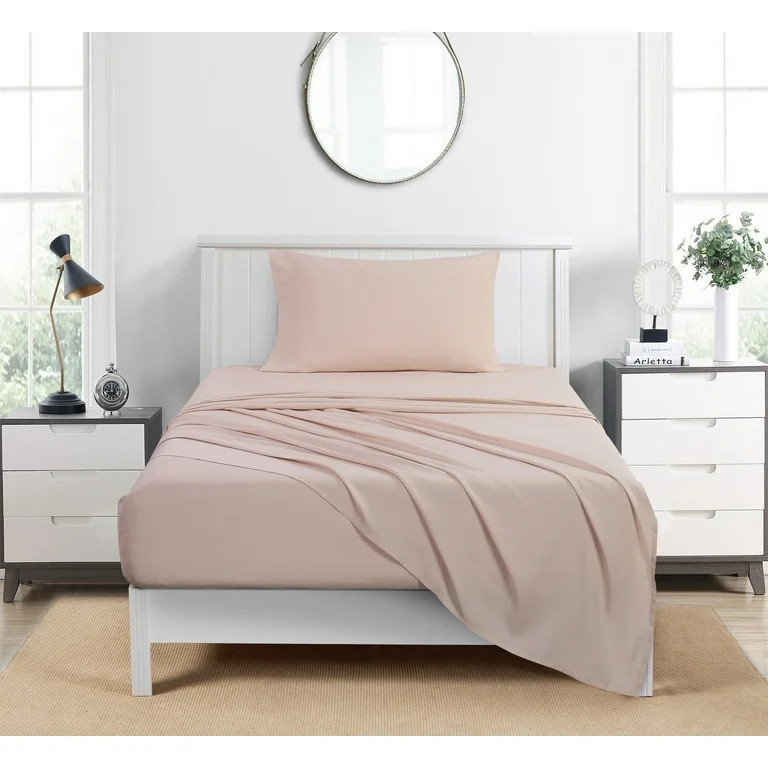 Mainstays Super Soft Brushed Microfiber Bed Sheet Set, Twin-XL, Pink Blush, 3 Piece | Walmart (US)