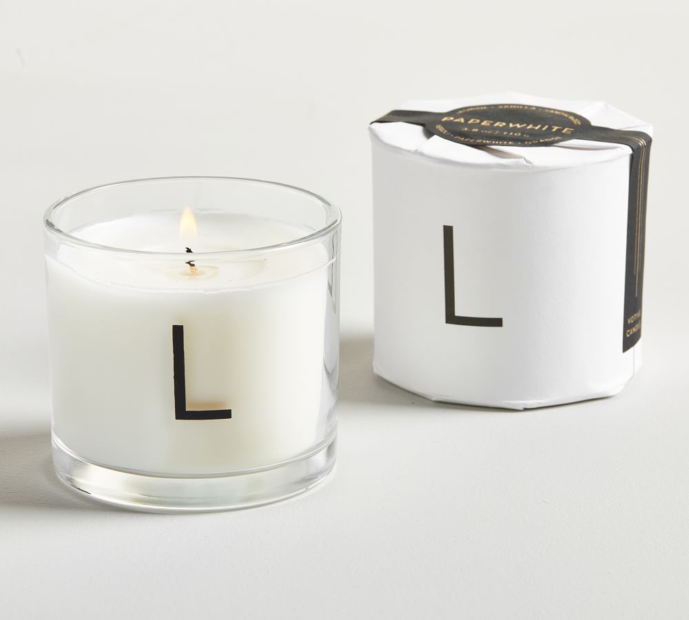 Modern Alphabet Votive Candle | Pottery Barn (US)