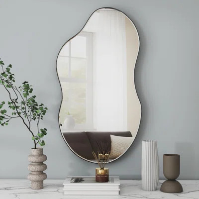 Ashane Asymmetrical Wall Mirror Metal Frame | Wayfair North America