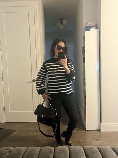 Striped sweater. Unclear if this works on my body, but I love the sleeve detail. Maybe this will work for you. Wearing a small. Amazon fashion. Amazon find.

#LTKfindsunder100 #LTKfindsunder50 #LTKitbag