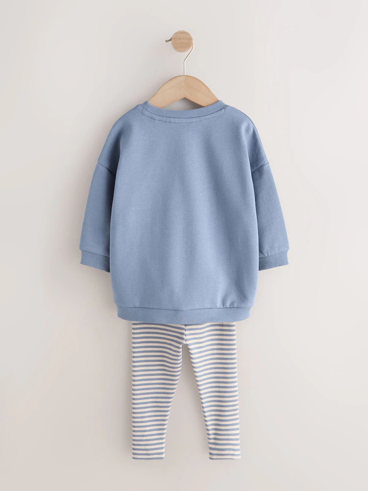 Mittelblau - Set aus Sweatshirt mit Rundhalsausschnitt und Leggings (3M.–7J.) | Next EU