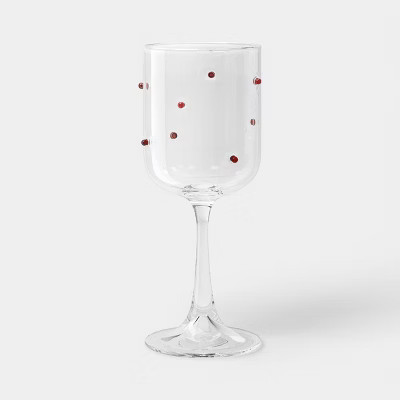 14.5 fl oz Wine Glass Clear with Red Dots - Threshold™ | Target