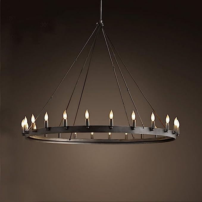 Aiwen Wrought Iron Lamps Country Retro Simple Chandelier Black 18 lamp Holders | Amazon (US)