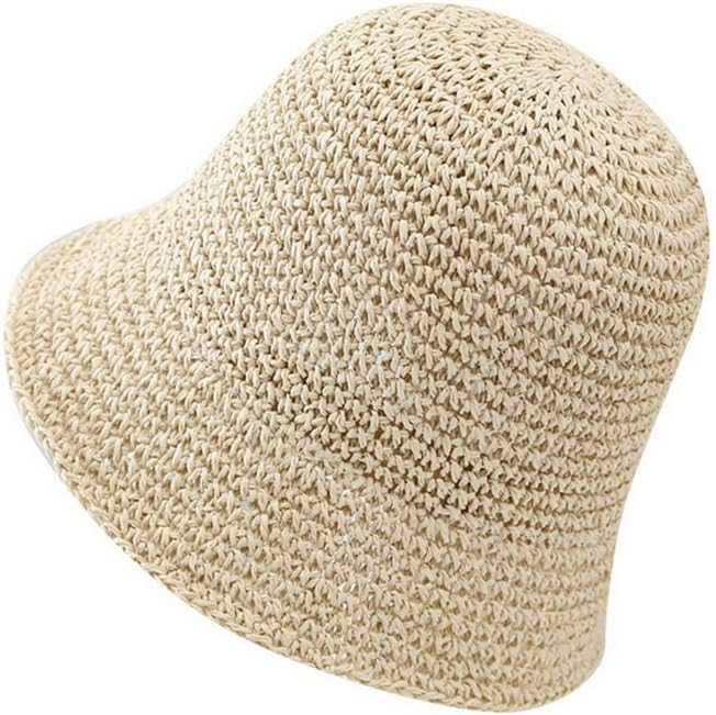 Women's Straw Bucket Hat Summer Mesh Woven Sun Beach Hat Foldable Fisherman Caps Hats | Amazon (US)