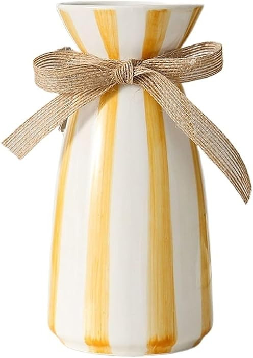 Modern simple blue striped ceramic vase, creative bow desktop dried flower bouquet Nordic vase de... | Amazon (US)