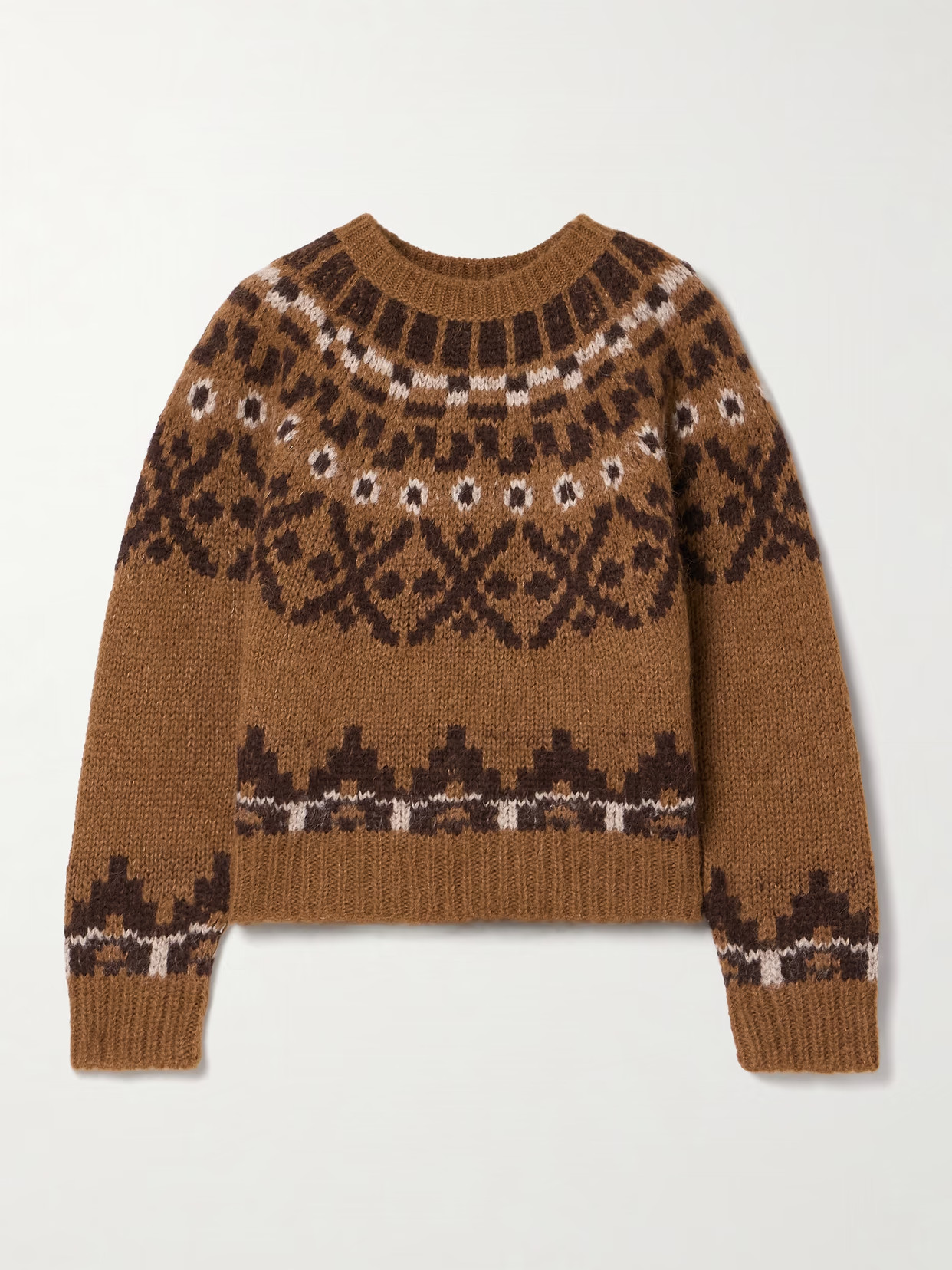 FRAME - Fair Isle Alpaca-blend Sweater - Brown | NET-A-PORTER (US)