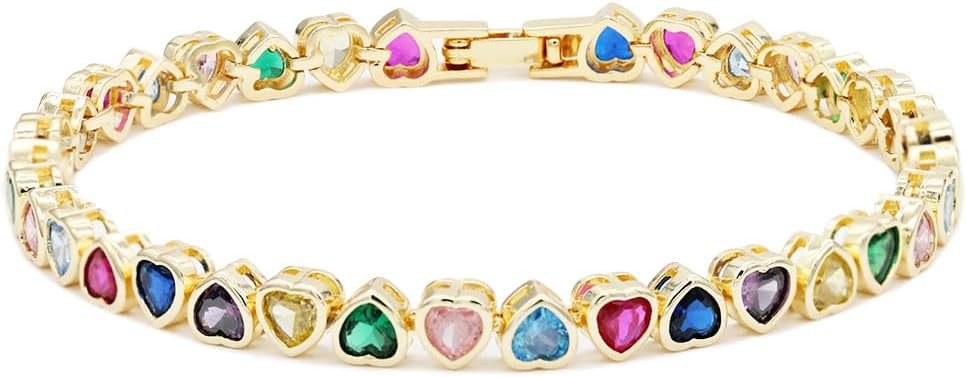 Lavencious Elegant 7" Tennis Bracelet Adorned with Sparkling Heart-Shaped AAA Cubic Zirconia for ... | Amazon (US)