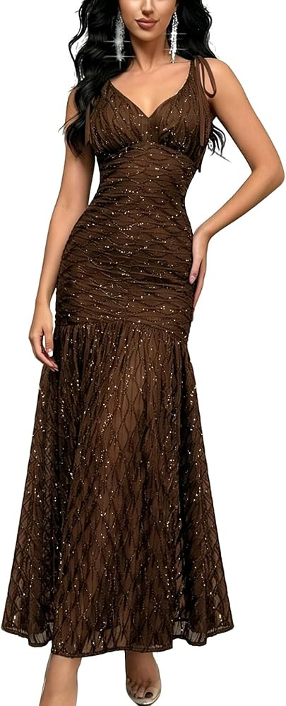 Women Formal Evening Dresses Sparkly Bodycon Prom Wedding Guest Gown | Amazon (US)