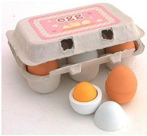 DecentGadget 6 Wooden Play Eggs in Carton Pretend Play Pre-school Educational Toy Kitchen Food Toy | Amazon (US)